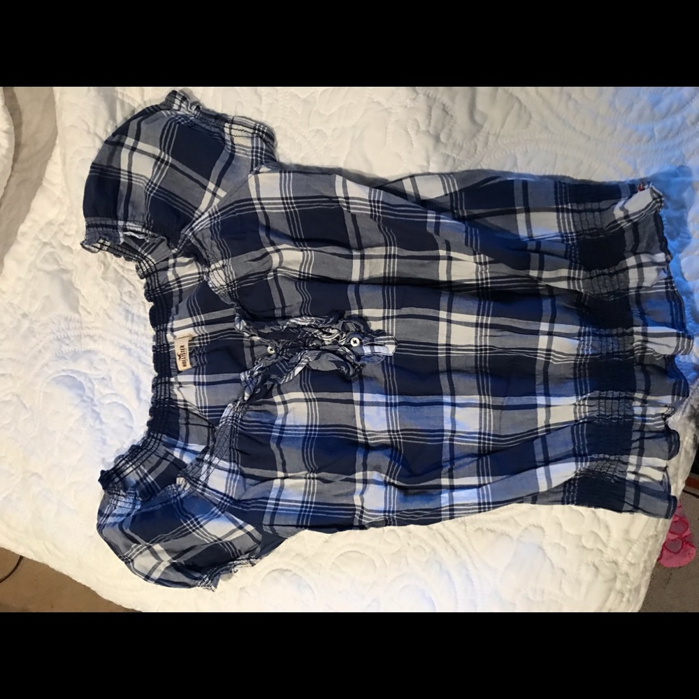 Flannel short sleeve blouse